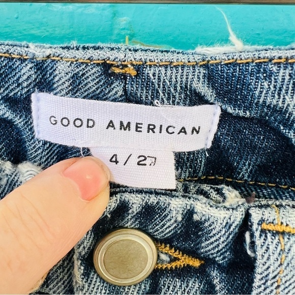 GOOD AMERICAN GOOD BOY FRINGE STRAIGHT LEG JEANS SIZE 27 NWT - Picture 7 of 12